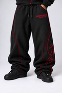 RED VEIN WIDE-LEG SWEATS