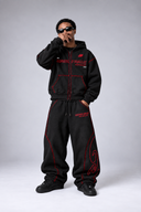 RED VEIN WIDE-LEG SWEATS