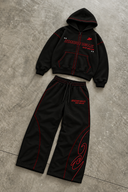 RED VEIN WIDE-LEG SWEATS